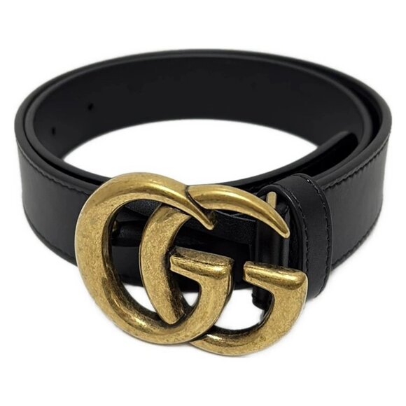 Gucci Accessories - GUCCI - 414516 Black Gold Leather Hardware Belt